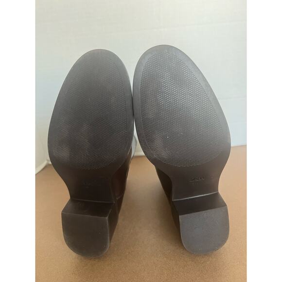 Zara Chelsea Brown Vegan Buckle Detail Round Toe Pull On Ankle Boots Sz 8 - Picture 9 of 12